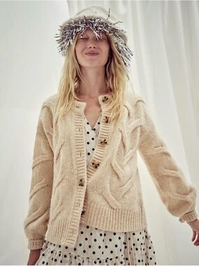 Madewell ashmont cable sweater cardigan Chunky Oversized Knit minimalist H